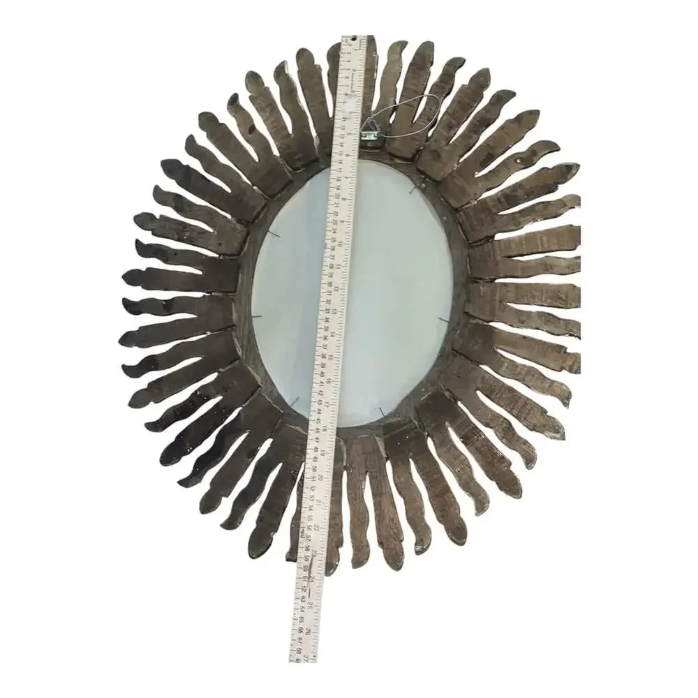 Vintage Gold Gilt Wood Sunburst Wall Mirror with Oval Center